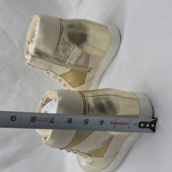 BCBGENERATION JANSY COLOR BIANCA PLATINO WEDGE HIGH TOP SNEAKER WOMENS 9 NEW - Picture 9 of 16